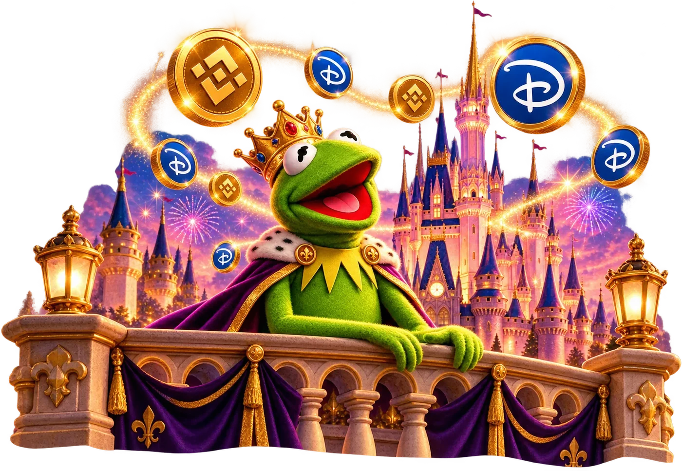 King Kermit on the castle balcony